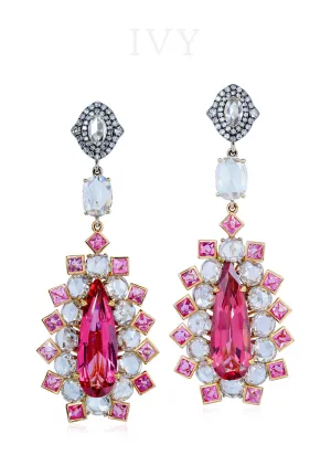 Spinel and Diamond Earrings