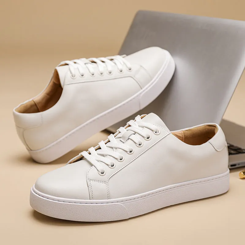 Spring Genuine Leather Breathable British Board Shoes Thick Sole Sporty Simplicity Comfort And Casual