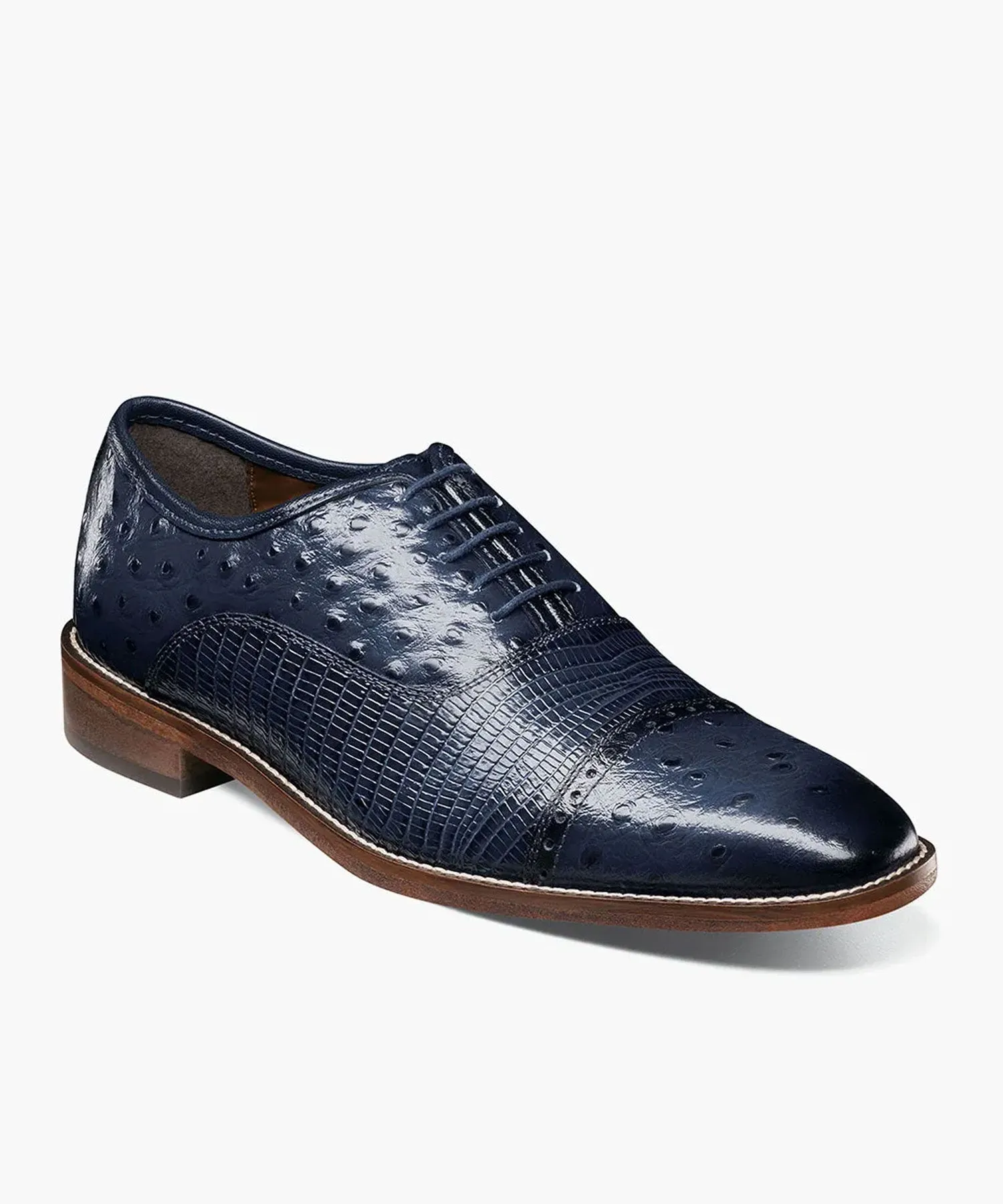 Stacy Adams Rodano Leather Cap Toe Oxford Dress Shoe - Blue