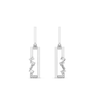 Staggered Rectangle Diamond Drop Earrings