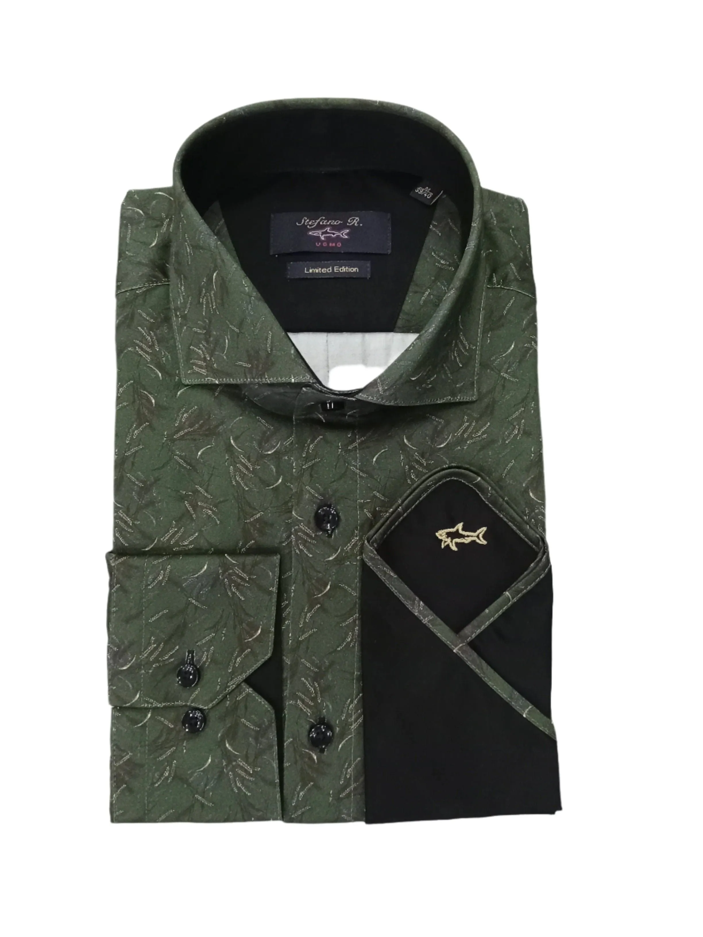 Stefano R Men's Formal Shirt Floral Green