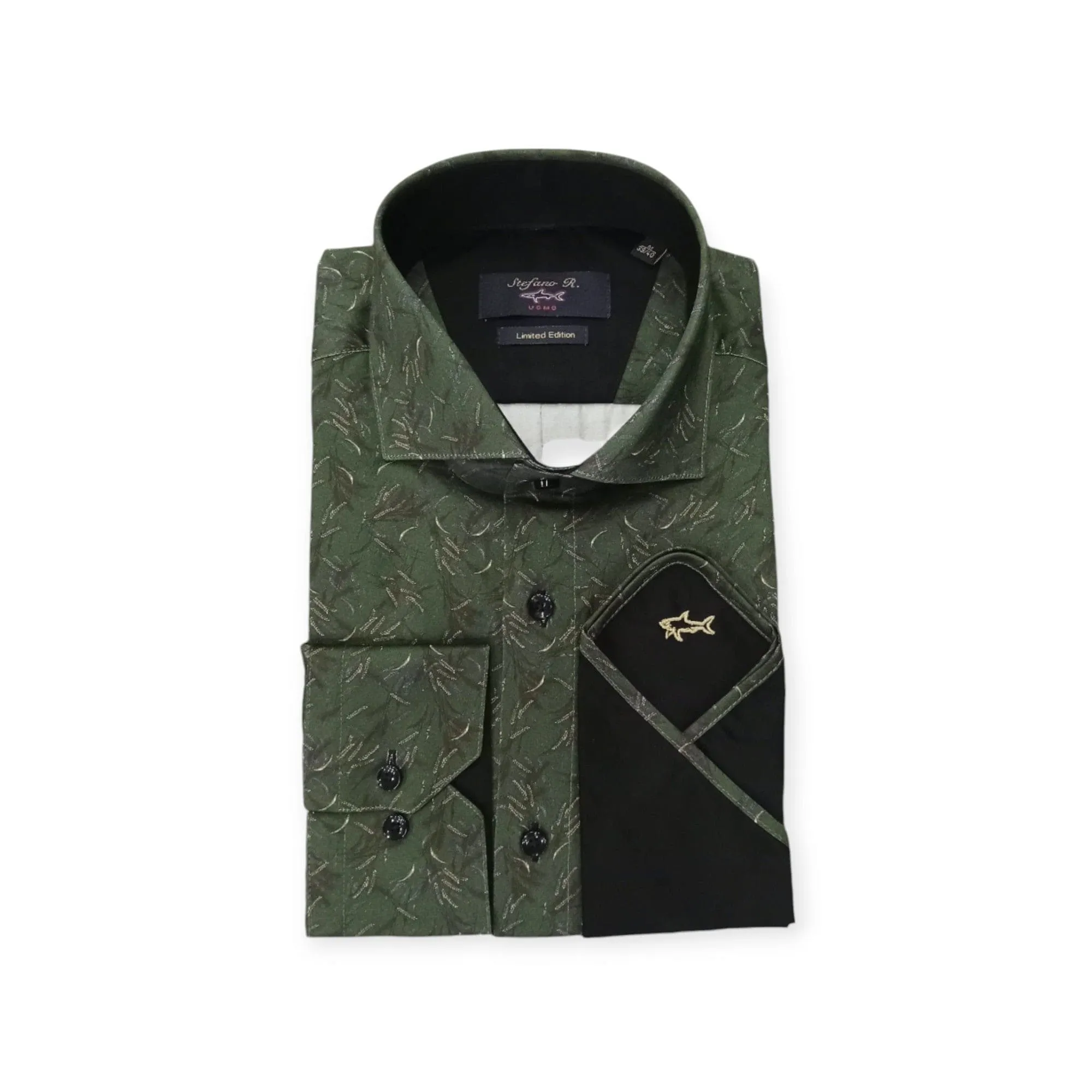Stefano R Men's Formal Shirt Floral Green