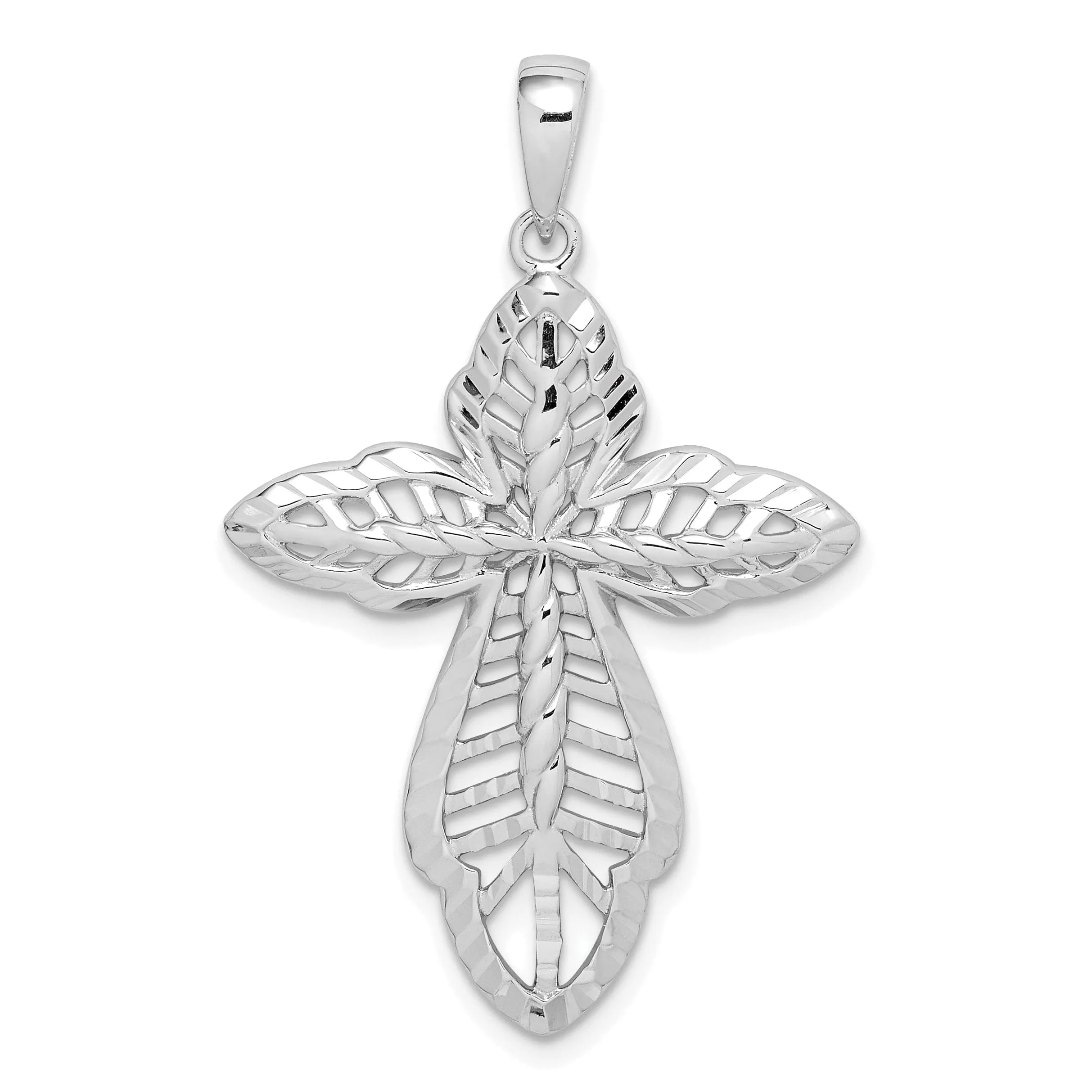Sterling Silver Diamond-cut Cross Pendant