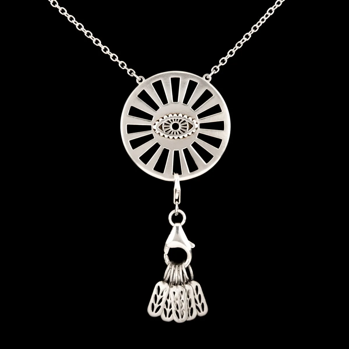 Sterling Silver Radiating Kat Eye Stitch Marker Necklace