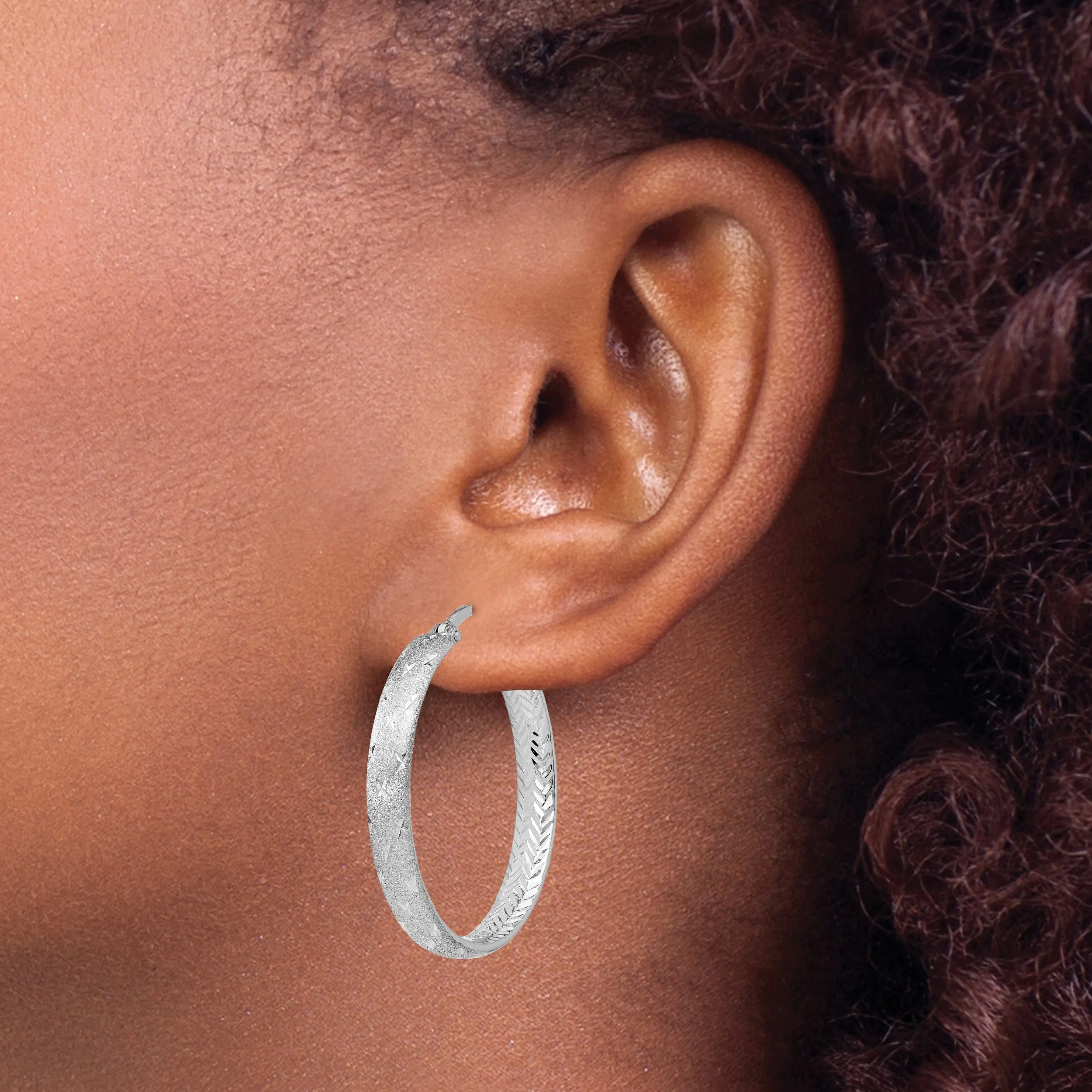Sterling Silver Rhodium In Out D.C Earrings