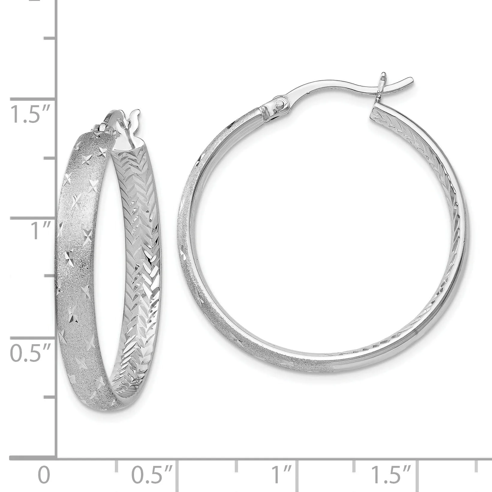Sterling Silver Rhodium In Out D.C Earrings