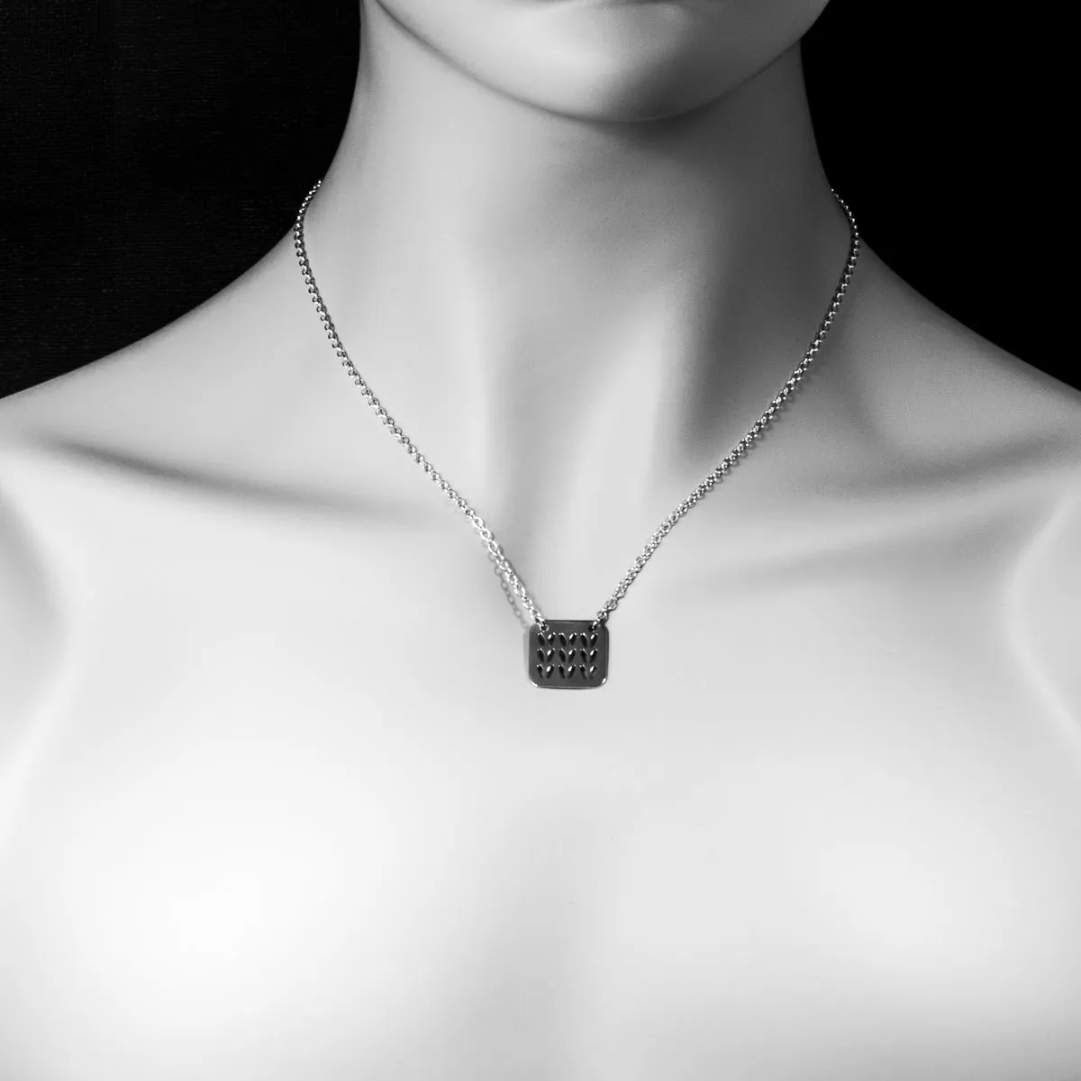 Stockinette Motif Swatch Necklace in Sterling Silver for Yarn Lovers