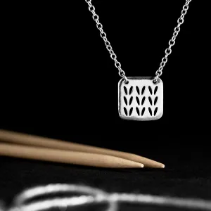 Stockinette Motif Swatch Necklace in Sterling Silver for Yarn Lovers