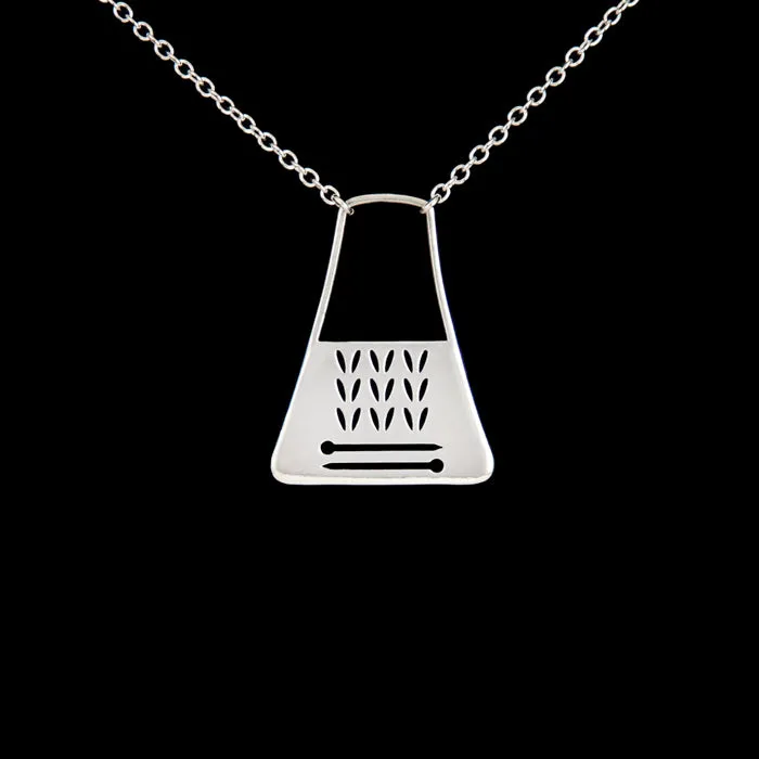 Stockinette Walking Project Bag Necklace in Sterling Silver for Yarn Lovers