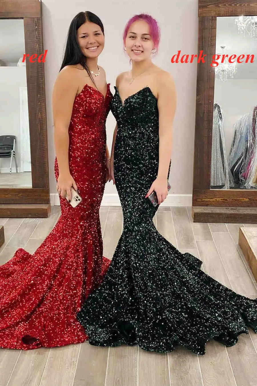 Sweetheart Gold Sequins Mermaid Long Formal Dress