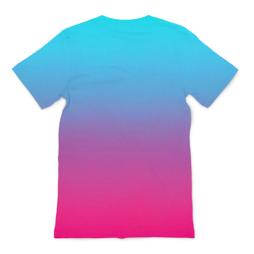 Teal Blue Faded to Hot Pink Premium Adult All Over T-Shirt