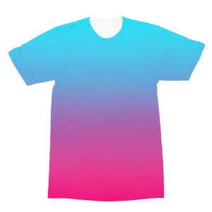 Teal Blue Faded to Hot Pink Premium Adult All Over T-Shirt