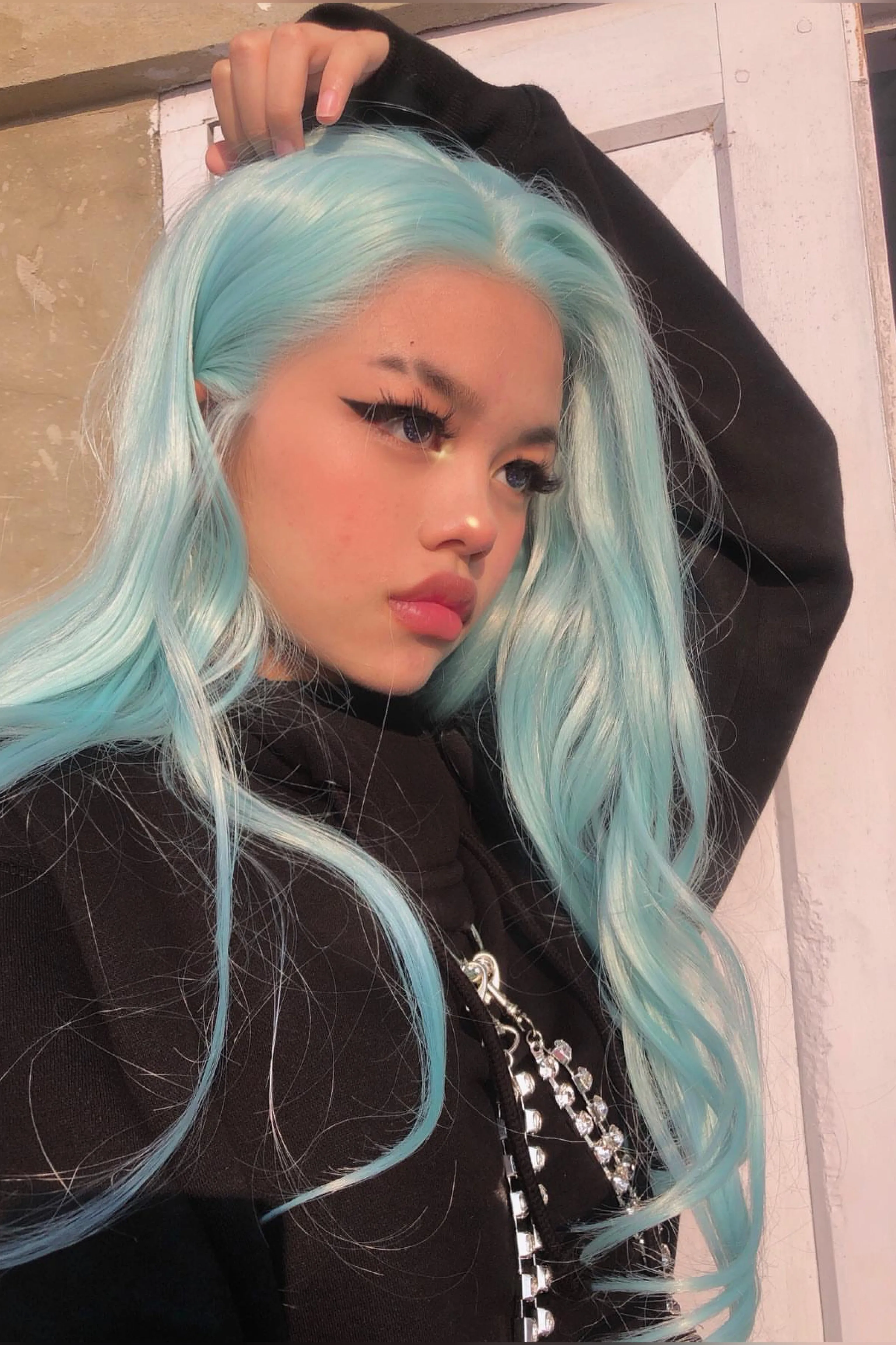 Tiffany blue｜Synthetic Swiss Lace Front Wig