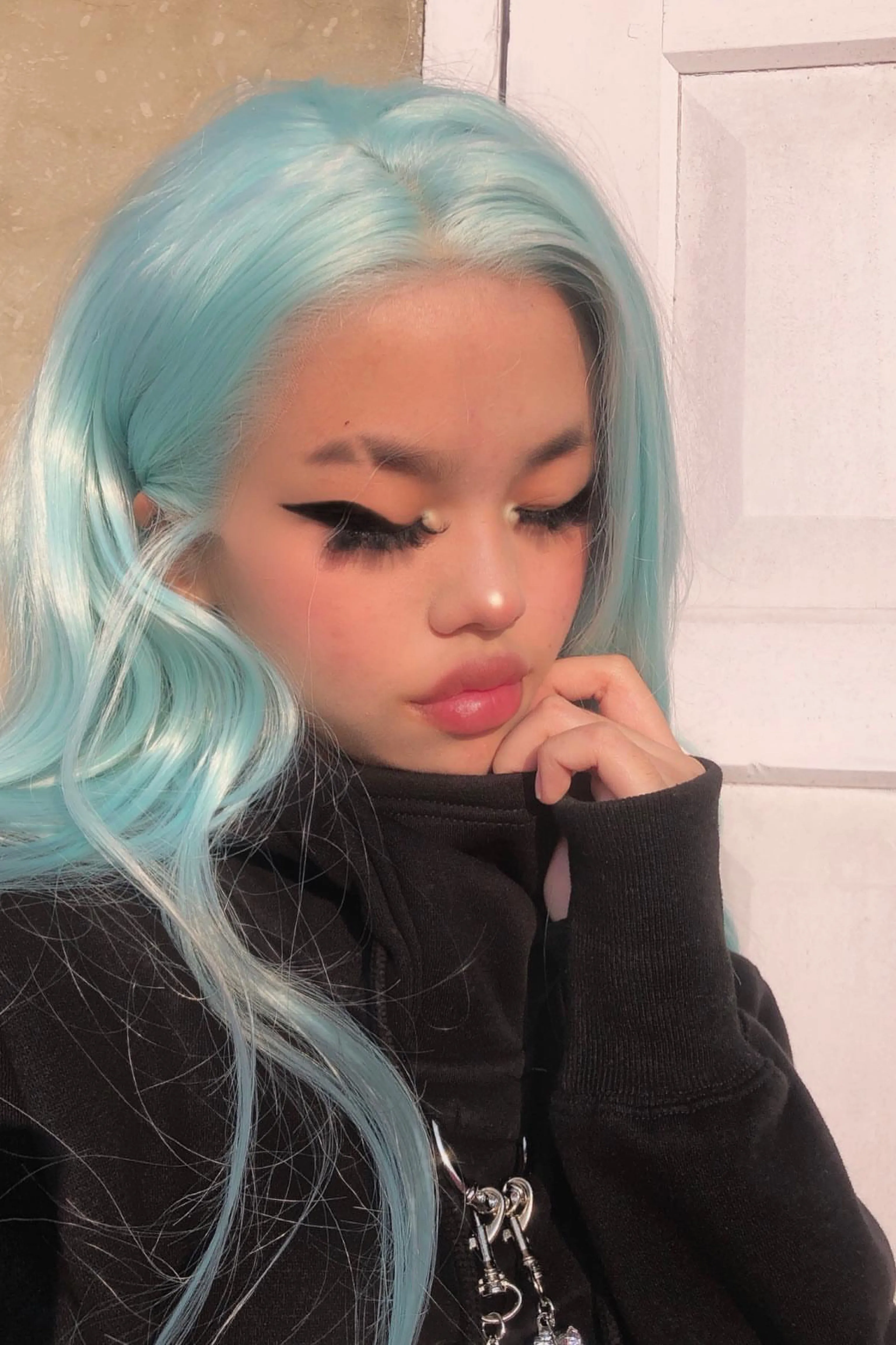 Tiffany blue｜Synthetic Swiss Lace Front Wig
