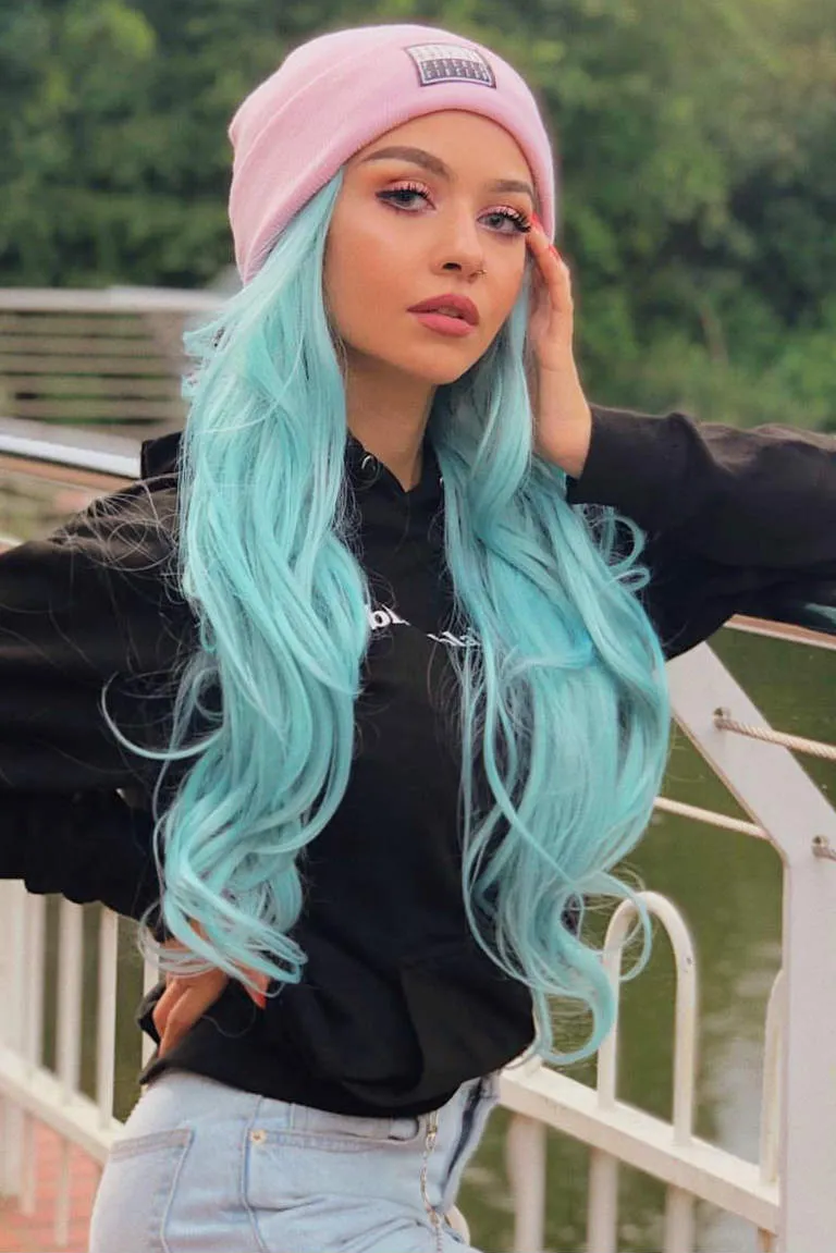 Tiffany blue｜Synthetic Swiss Lace Front Wig