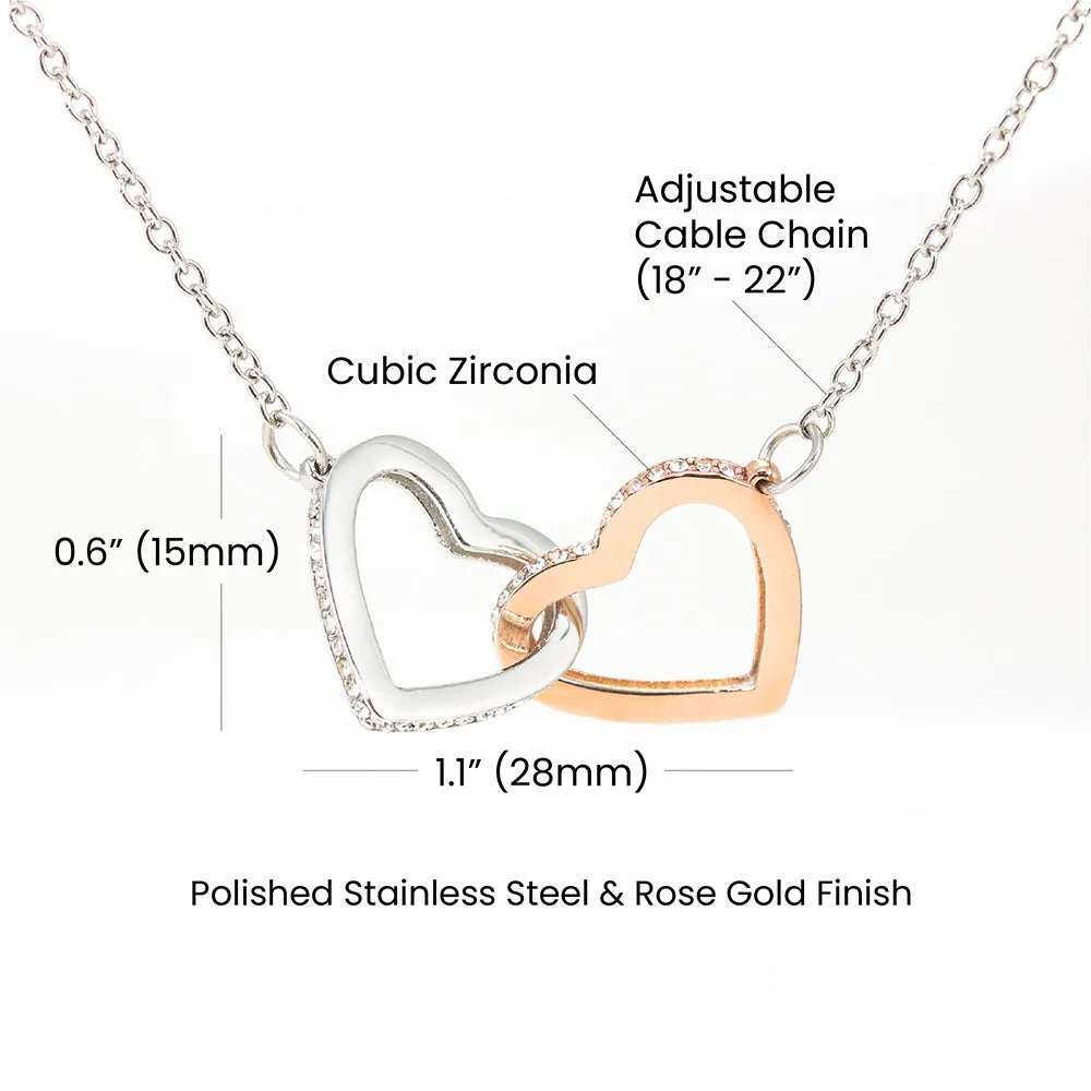 To My Daughter | Braver, Smarter, Stronger, Loved | Interlocking Hearts Necklace