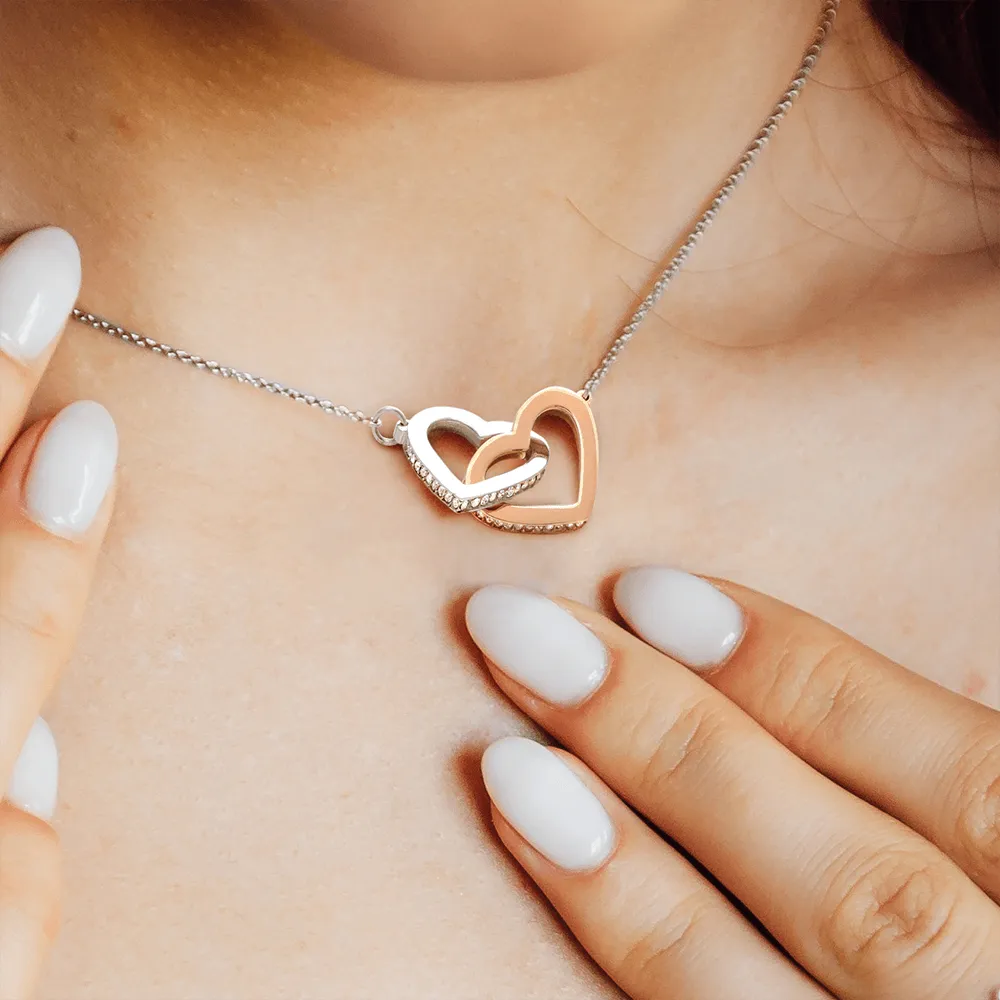 To My Daughter | Braver, Smarter, Stronger, Loved | Interlocking Hearts Necklace