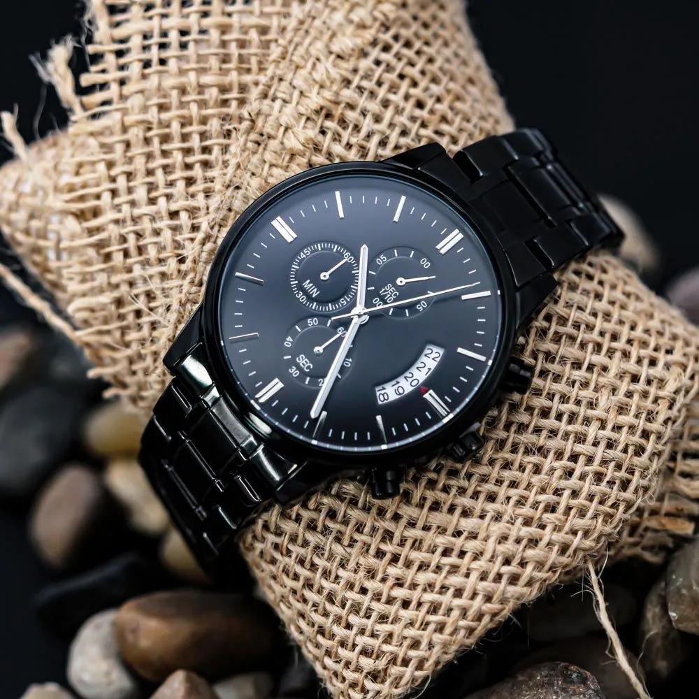 To Our Son-In-Law Gift on Wedding Day, Future Son In Law Rehearsal Dinner Gift for Groom From Mother and Father In Law, Engraved Watch Gift