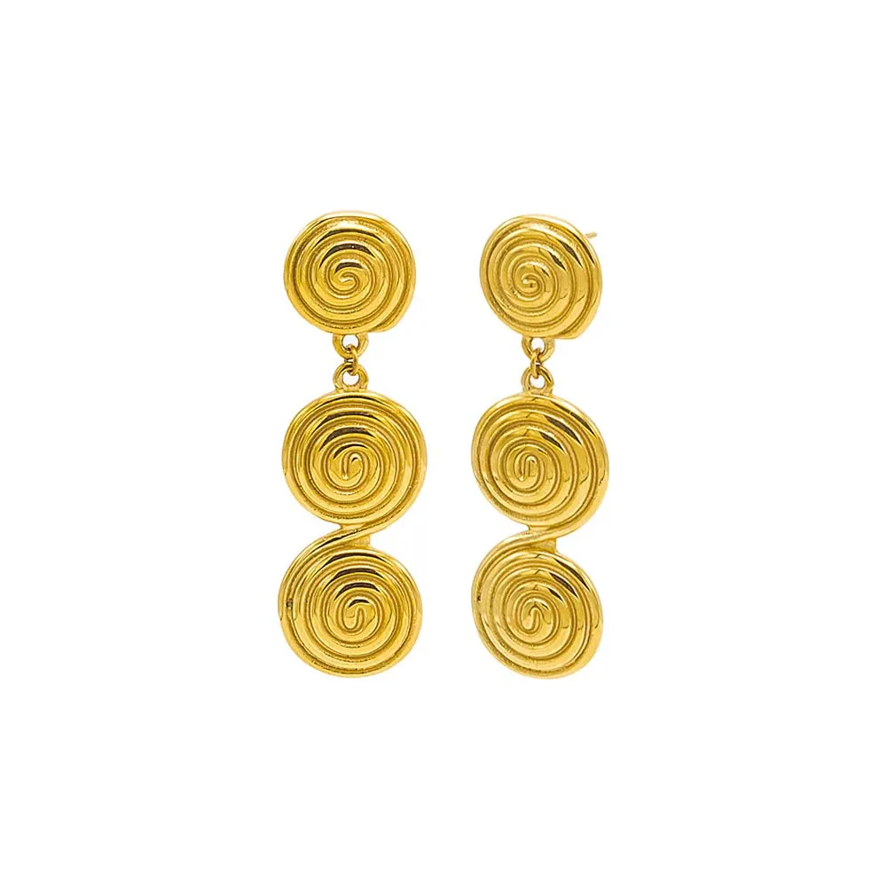Triple Swirl Ball Srop Stud Earring