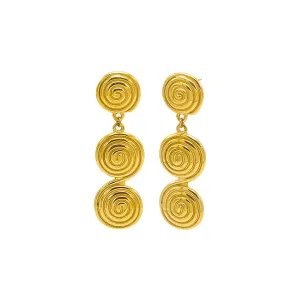 Triple Swirl Ball Srop Stud Earring