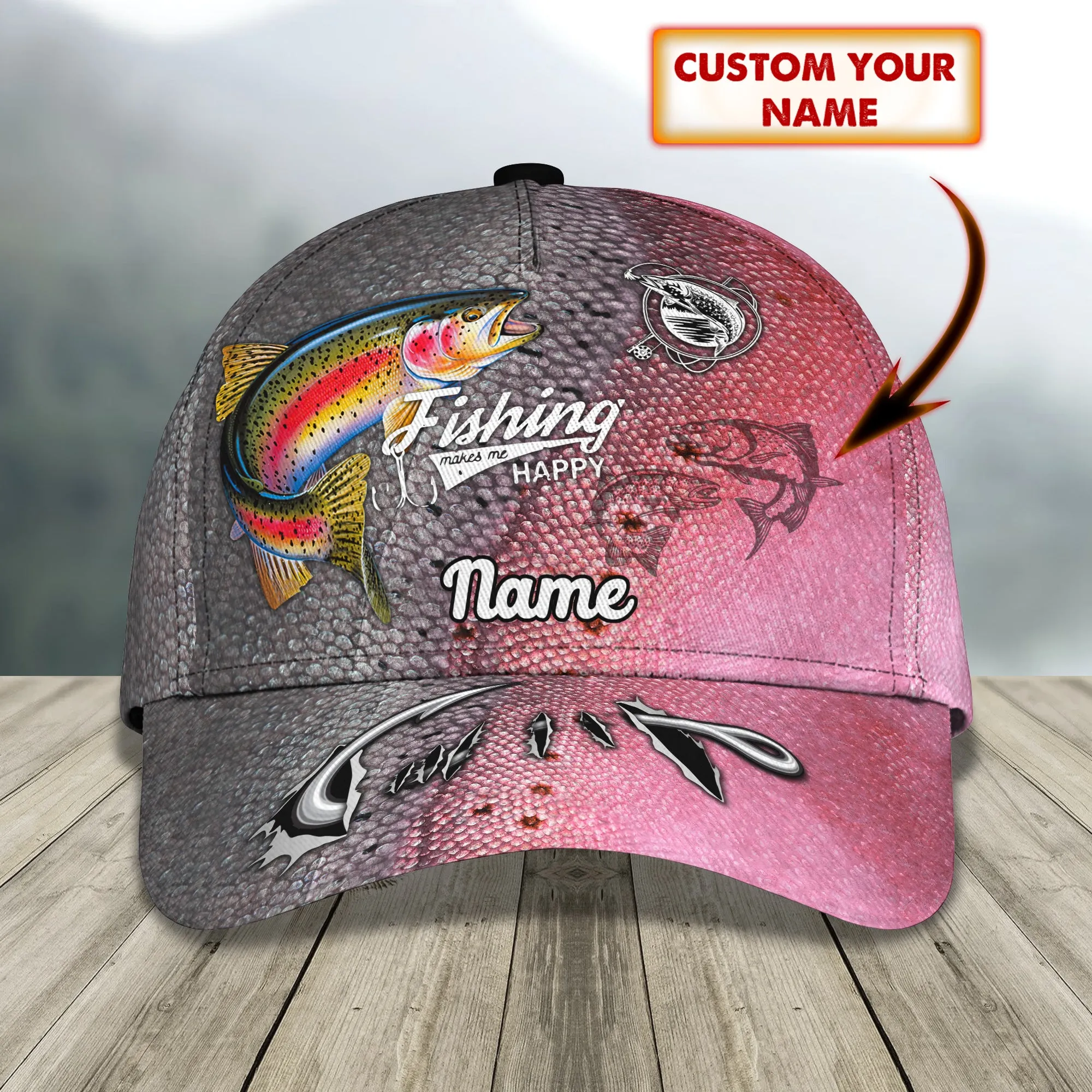 Trout Fishing 08 - Personalize Name Cap  - Loop - Ntp-165