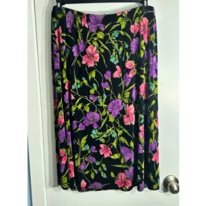 Vikki Vi Skirt Plus Size 2XL Floral Cottage Core Liquid Knit Slinky Office NWT