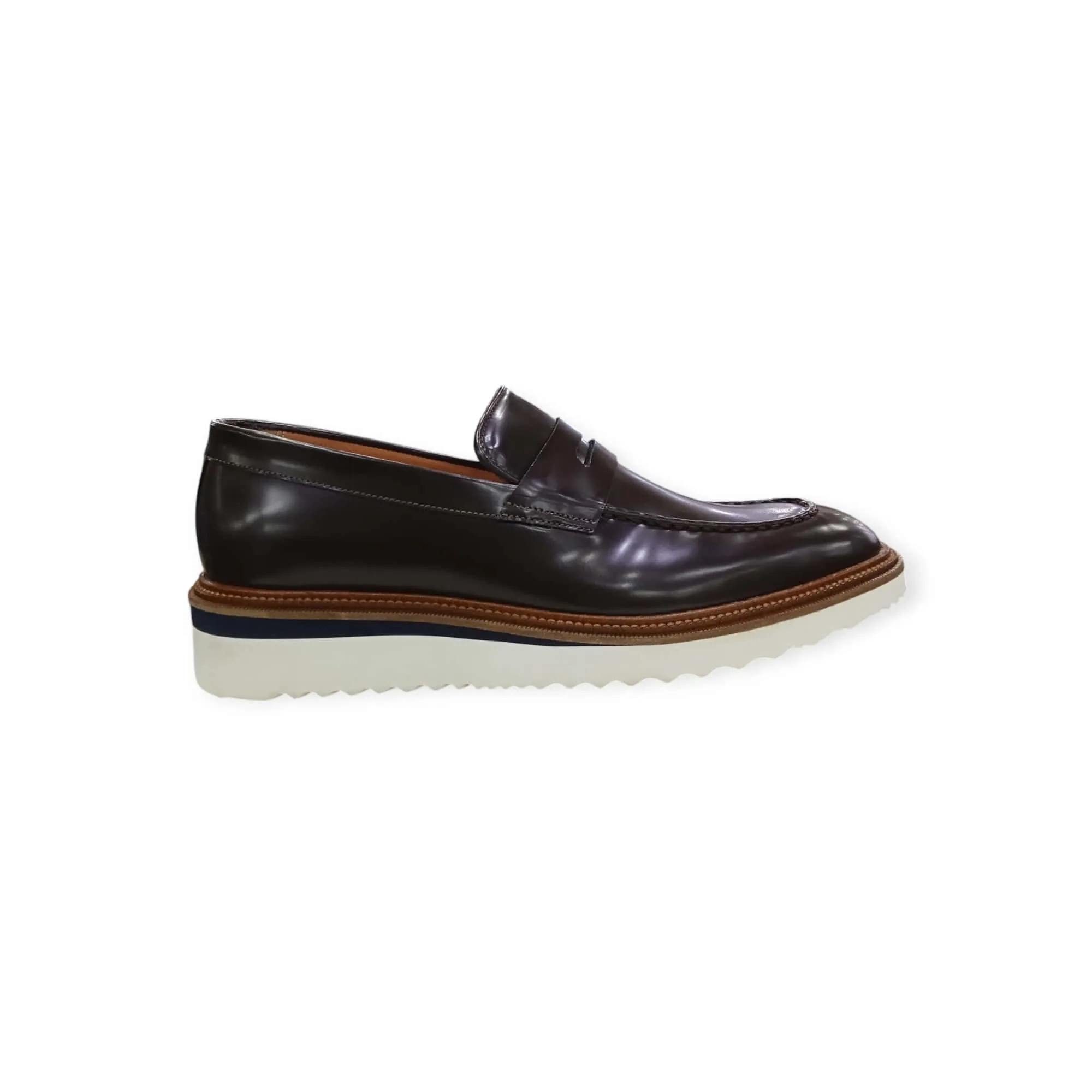 Vinzano Men's Slip On Shoes Patent Brown