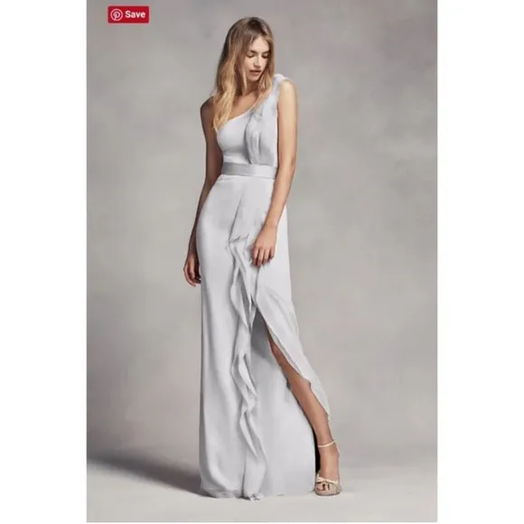 White by Vera Wang One Shoulder Gown Gray Size 8 | NWT $249 | Formal Dress