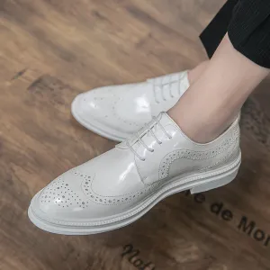 White Men Business Shoes Leather Dresses Shoes