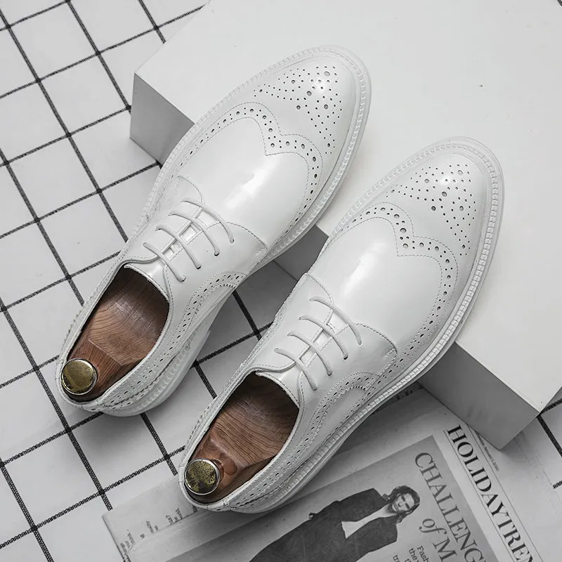 White Men Business Shoes Leather Dresses Shoes