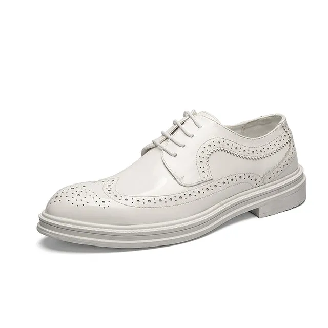 White Men Business Shoes Leather Dresses Shoes