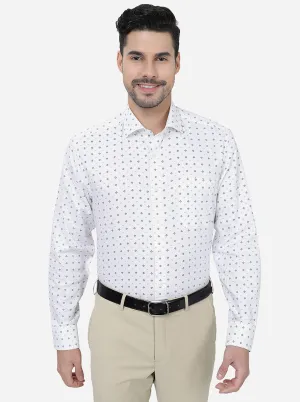 White Printed Regular Fit Formal Shirt | JadeBlue