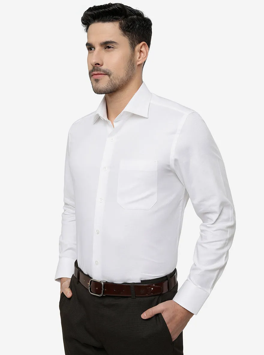 White Solid Slim Fit Formal Shirt | Metal