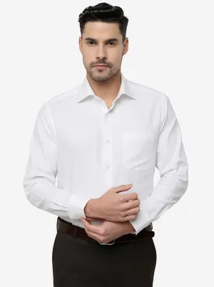 White Solid Slim Fit Formal Shirt | Metal
