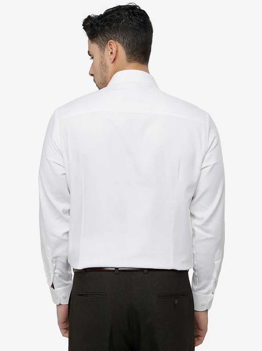 White Solid Slim Fit Formal Shirt | Metal