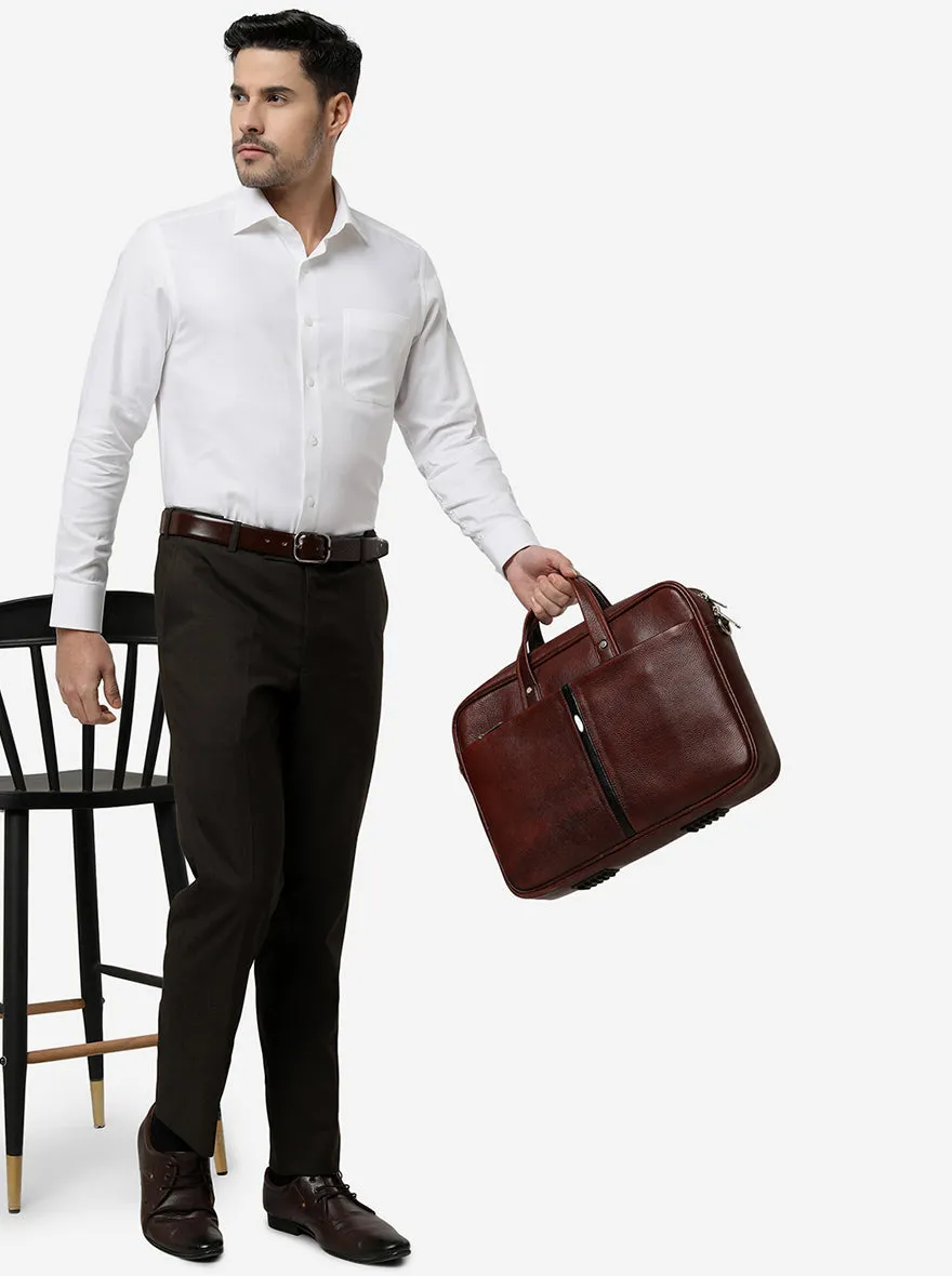 White Solid Slim Fit Formal Shirt | Metal