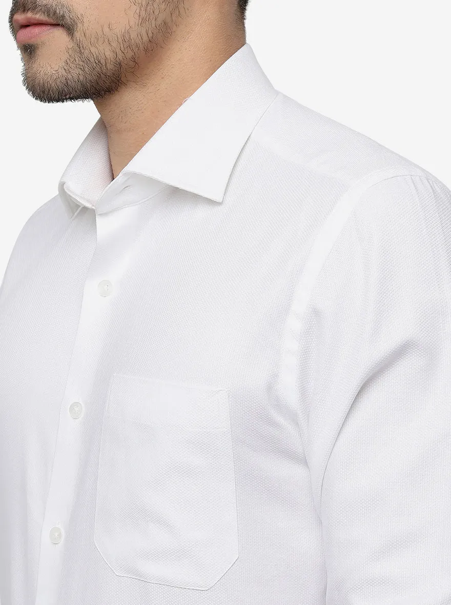 White Solid Slim Fit Formal Shirt | Metal