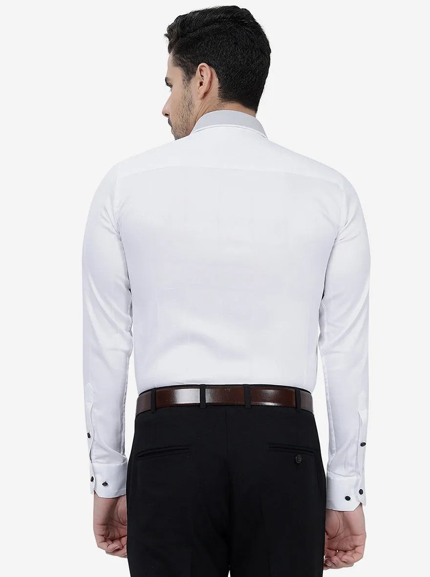 White Solid Slim Fit Party Wear Shirt | JB Studio