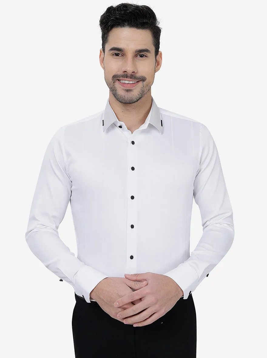 White Solid Slim Fit Party Wear Shirt | JB Studio