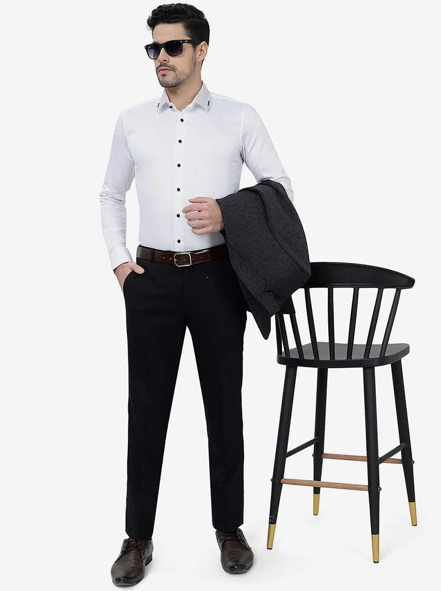 White Solid Slim Fit Party Wear Shirt | JB Studio