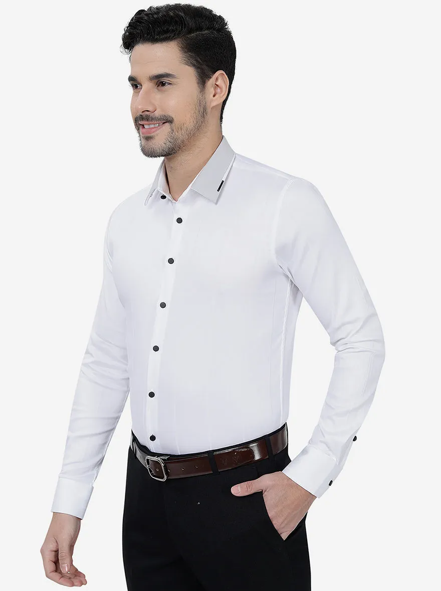 White Solid Slim Fit Party Wear Shirt | JB Studio