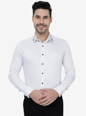 White Solid Slim Fit Party Wear Shirt | JB Studio