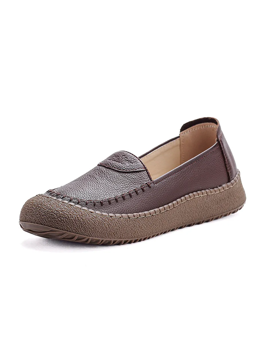 Women Summer Casual Genuine Leather Platform Shoes