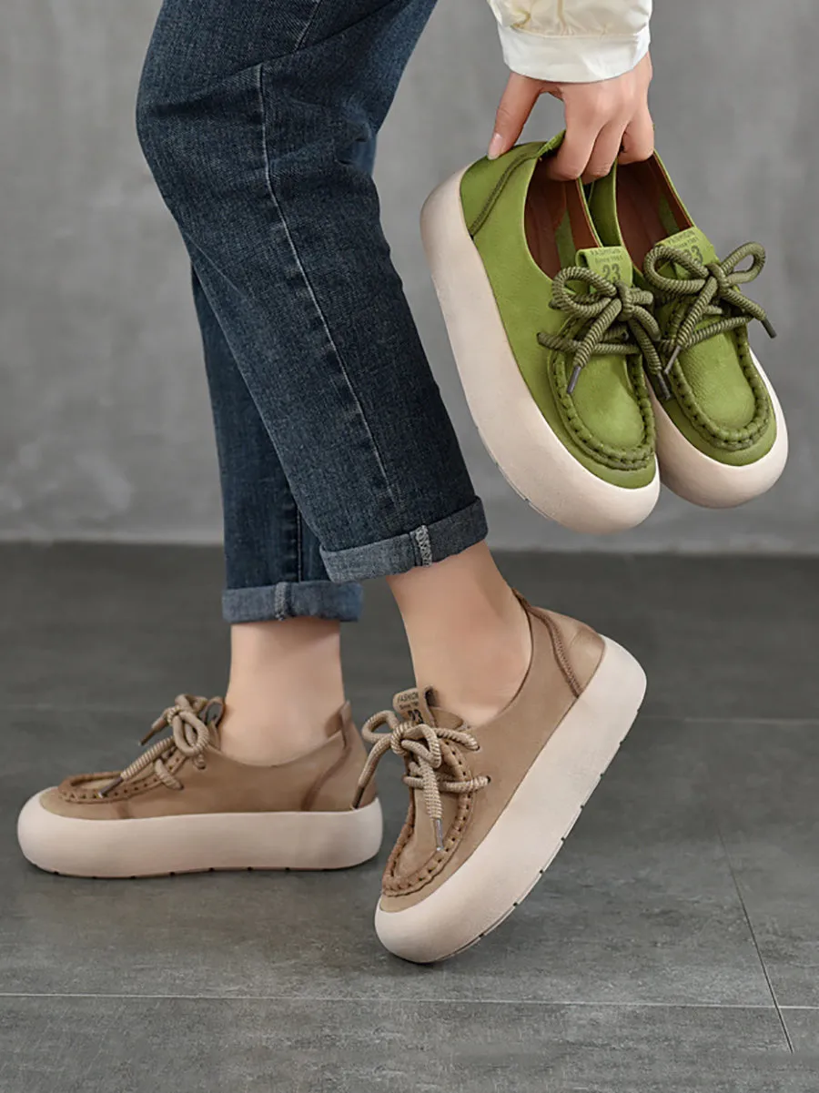 Women Summer Leather Spliced Strap Platform Shoes