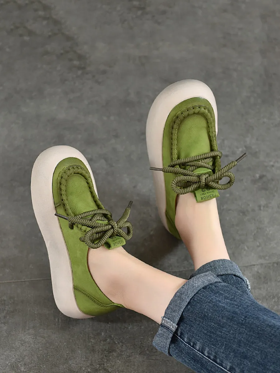 Women Summer Leather Spliced Strap Platform Shoes