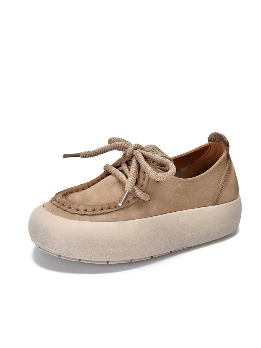Women Summer Leather Spliced Strap Platform Shoes