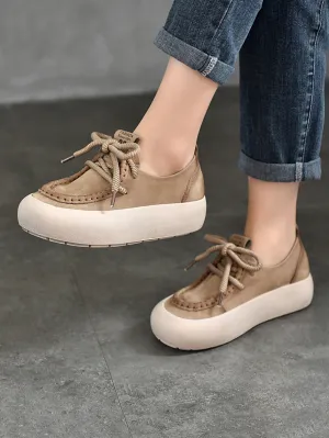 Women Summer Leather Spliced Strap Platform Shoes