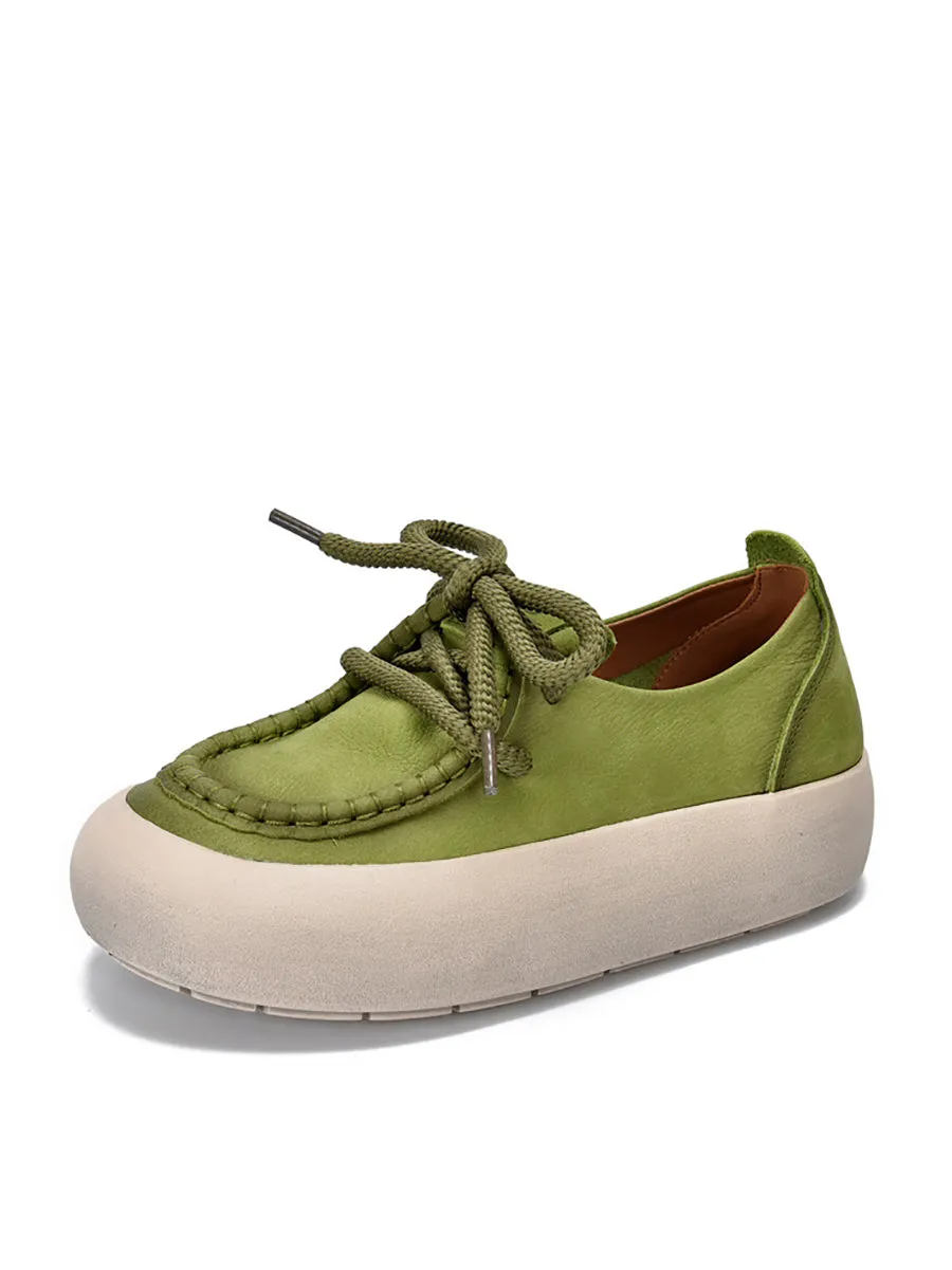 Women Summer Leather Spliced Strap Platform Shoes