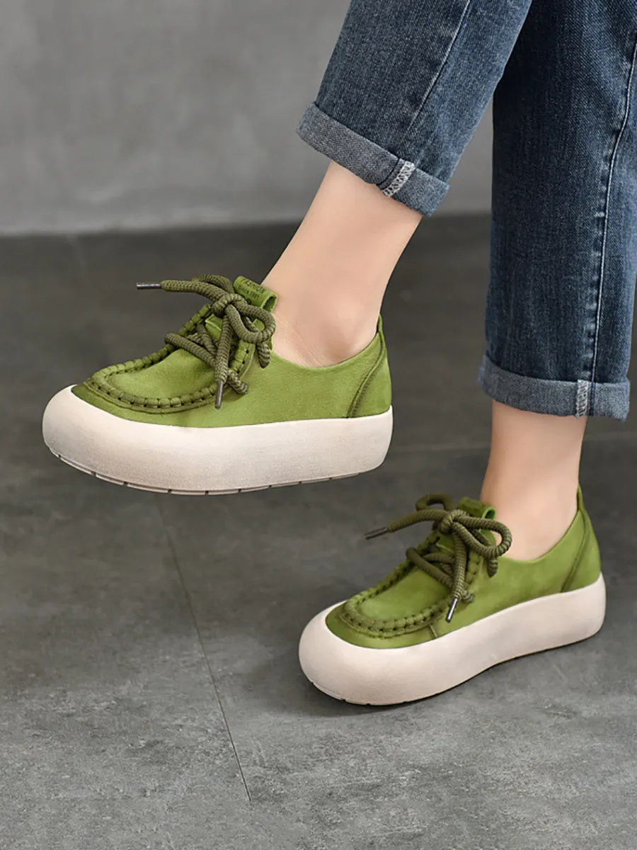 Women Summer Leather Spliced Strap Platform Shoes