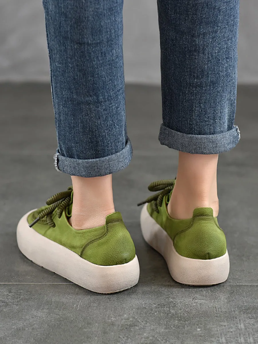 Women Summer Leather Spliced Strap Platform Shoes